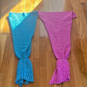 Blue and Pink Mermaid Tail Blankets
